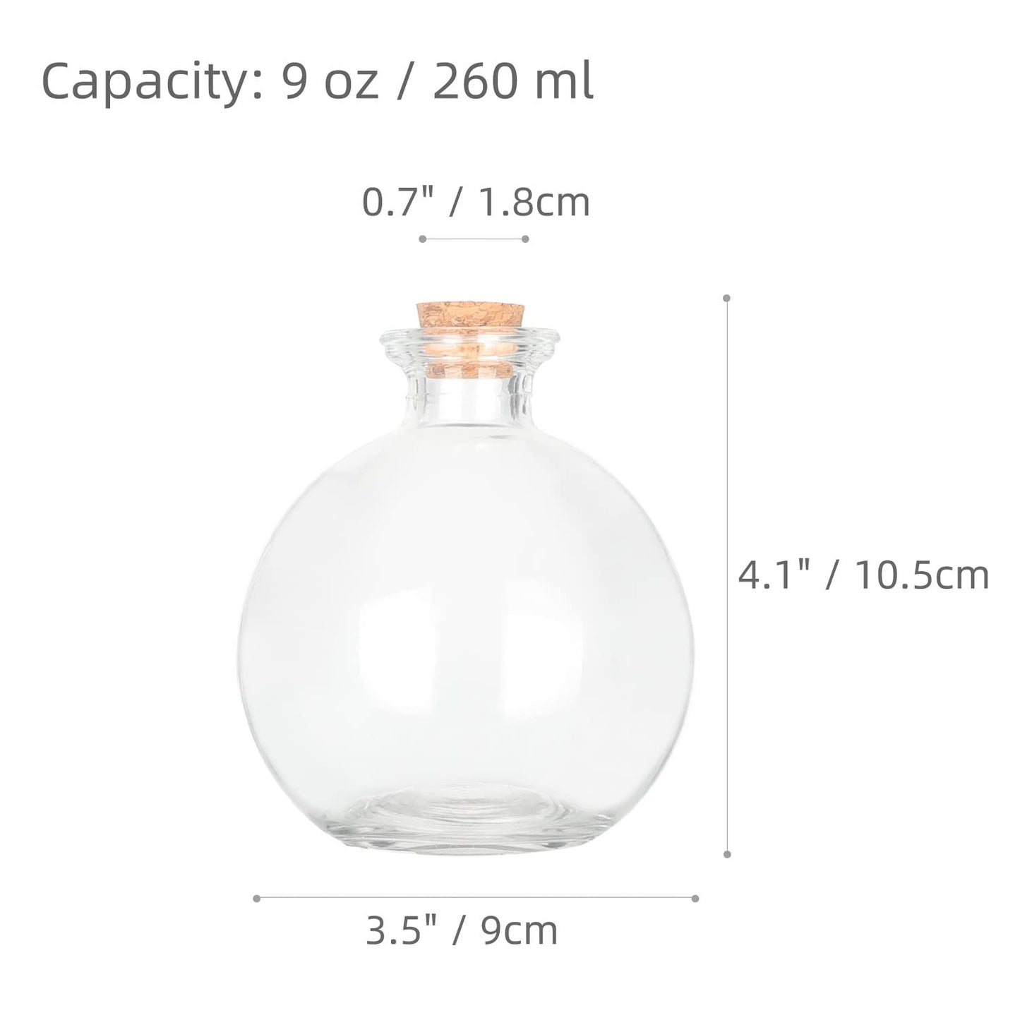 Magic Season Decorative Glass Bottles with Cork Stoppers - 260 ml Potion Bottles (6 Pcs)