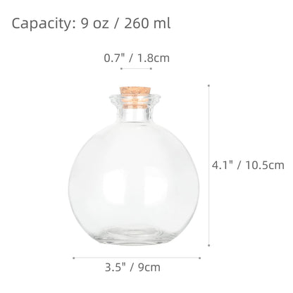 Magic Season Decorative Glass Bottles with Cork Stoppers - 260 ml Potion Bottles (6 Pcs)