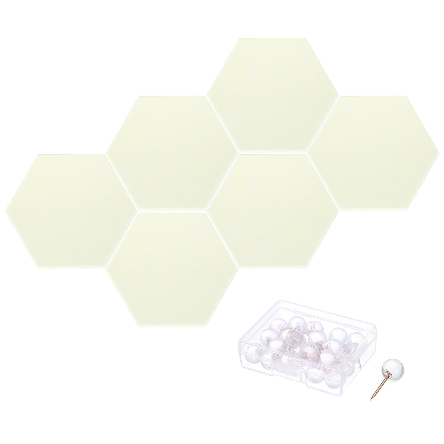 PATIKIL Felt Bulletin Board, 12"x10", 6 Packs Self Adhesive Hexagon Felt Tiles for Sound Proofing Wall Panels for Home Office Recording Studio,Game Room, Light Yellow
