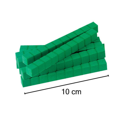 hand2mind Green Foam Base Ten Blocks, Rods Set, Place Value Blocks, Counting Cubes for Kids Math, Base 10 Math Manipulatives for Kids, Kindergarten Homeschool Supplies (Set of 50)