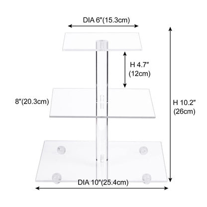Boxalls Cupcake Stand, 3 Tier Square Acrylic Cupcake Display Stand Holder, Clear Dessert Pastry Tower for Wedding, Birthday, Theme Party, Baby Shower
