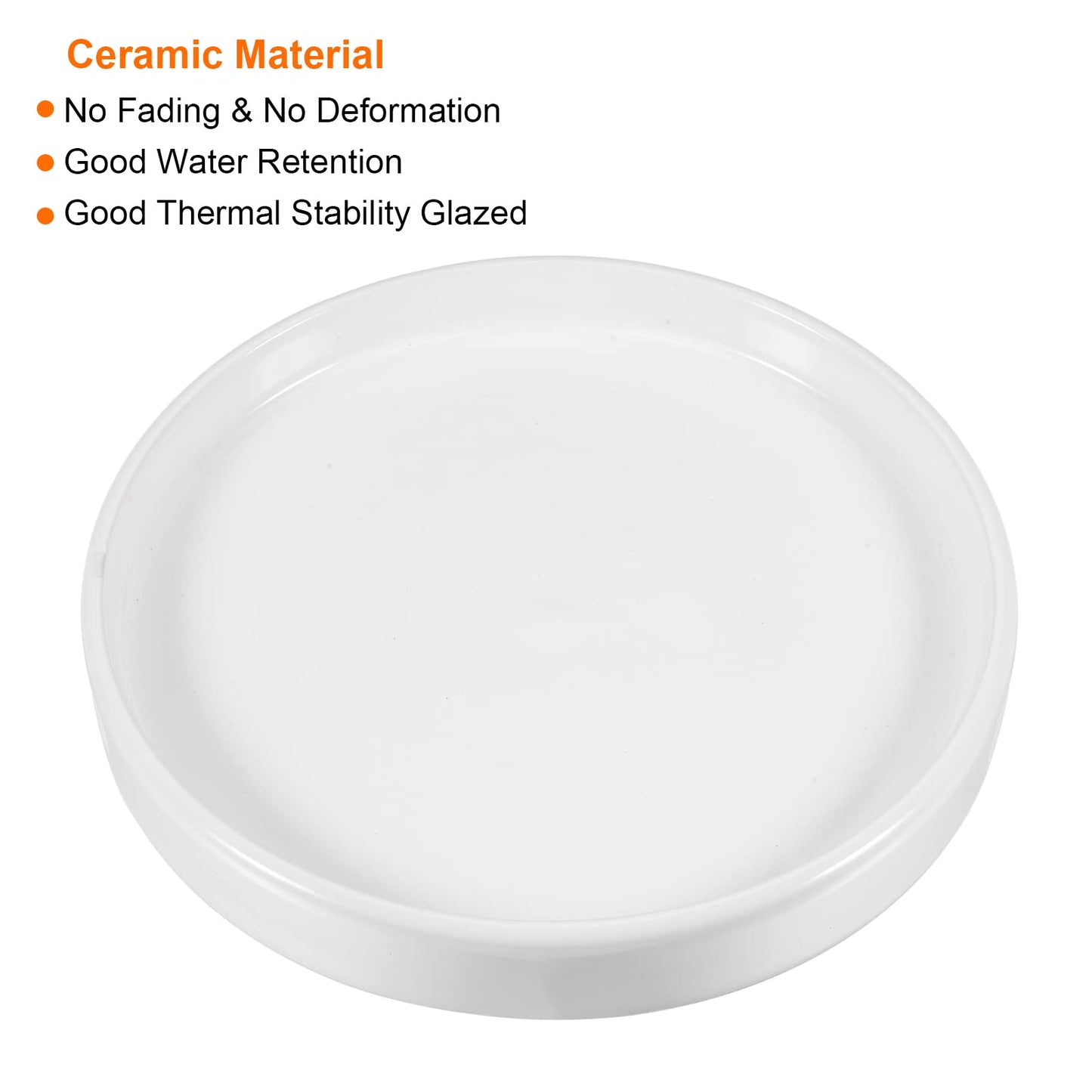 MECCANIXITY Plant Pot Saucer 16.5cm Ceramic Round Flower Drip Tray for Indoor Outdoor, White