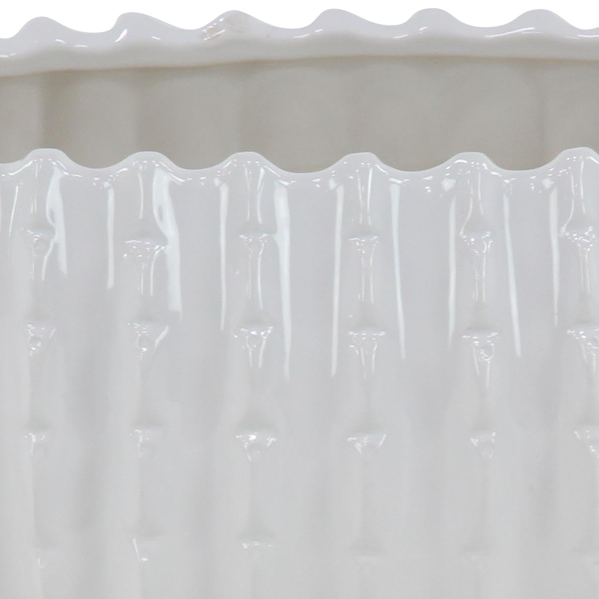 Deco 79 Ceramic Indoor Outdoor Planter Small Planter Pot, Set of 3 Planters 17", 13", 8"W, White