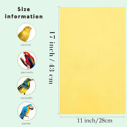 40 Pieces Bird Gravel Liner Paper for Bird Cage 17” x 11” Bird Gravel Paper Bird Sandpaper, Easy Clean Pet Sandpaper, Calcium Paper with Sea Sand for Birds Cockatiels Parrots