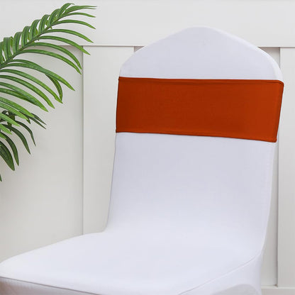 Gankar Terracotta Chair Sashes 50 Pack, Burnt Orange Spandex Chairs Sashes for Halloween Wedding, Birthday, Party Decor, Sashes for Folding Chair Covers.