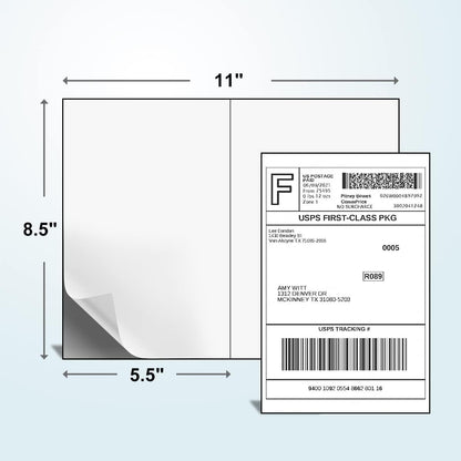 BESTEASY 16000 Half Sheet Self Adhesive Shipping Labels, Laser/Ink Jet White Blank Shipping Labels 8.5" x 5.5" Address Labels (8000 Sheets Total 16000 Labels)