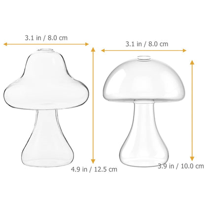 Zerodeko 2pcs Mushroom Shaped Glass Vases for Flowers Small Hydroponic Terrarium Plant Holders Decorative Office and Home Décor Containers