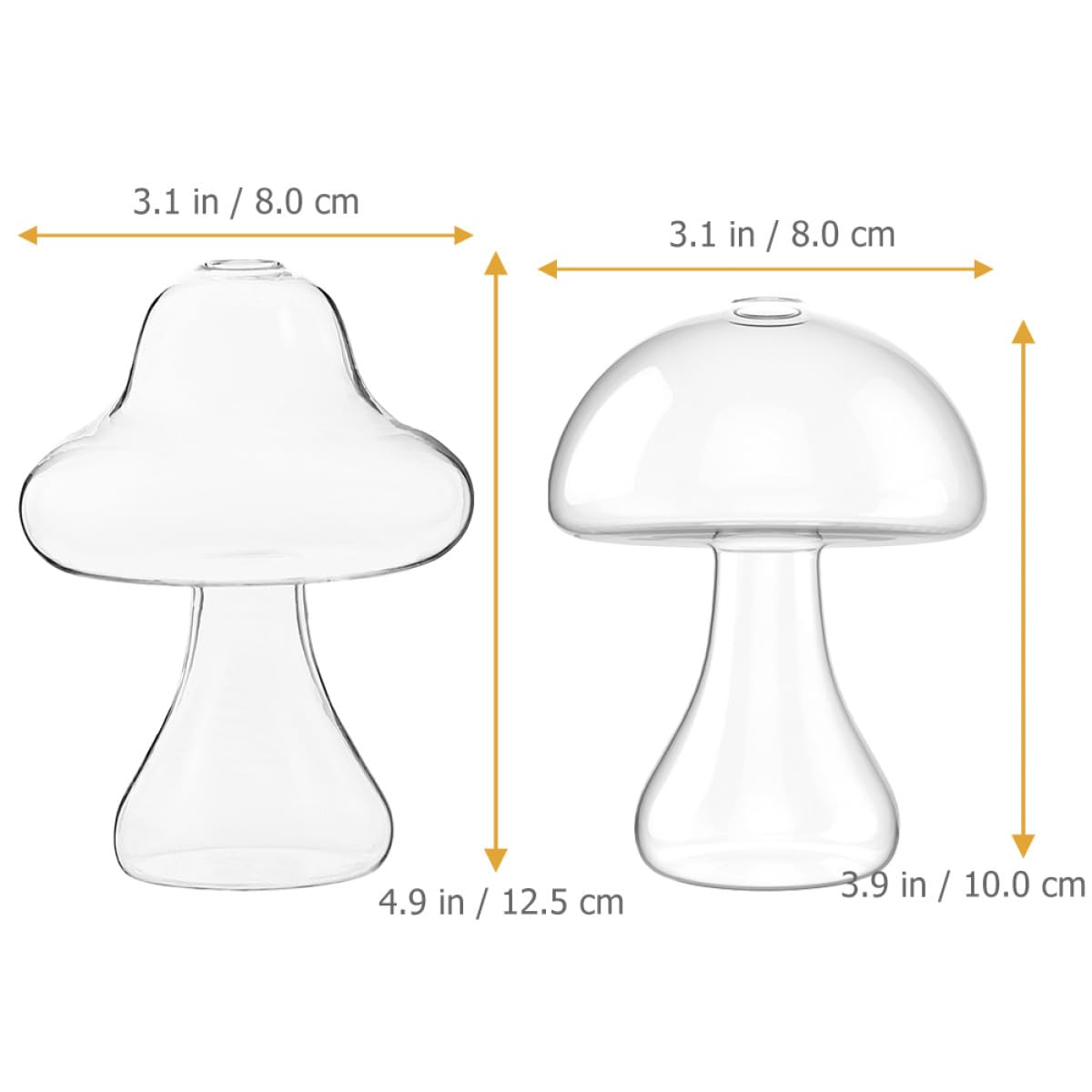 NUSITOU 2pcs Glass Mushroom-Shaped Hydroponic Flower Vases Decorative Desktop Home Office Plant Holders for Terrarium and Floral Arrangement