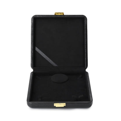 Oirlv Black Leather Jewelry Set Box with Gold Clasp, Luxury Velvet Lined Organizer for Rings, Necklaces & Earrings