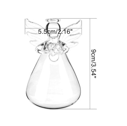 Sziqiqi Clear Glass Guardian Angel Vases Bulk for Hanging Vases for Buds Cuttings Greenery Hydroponic Plant Containers Room Ornaments Bautizo Decorations 3.5inch/4Pcs