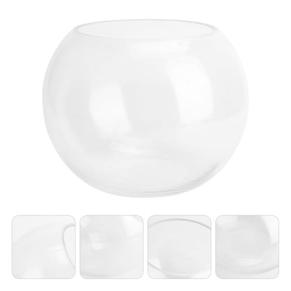 JOINPAYA Glass Hydroponics Vase 20cm Round Bulb Plant Holder Decorative Fish Tank for Desktop Home Office Succulent Terrarium
