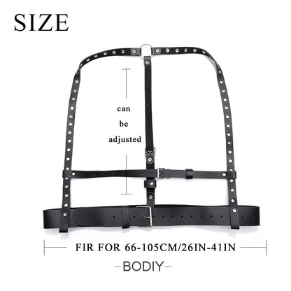 BODIY Punk Women Waist Belt PU Leather Fashion Harness Belts Body Chain Rivet Gothic Halloween Rave Accessory