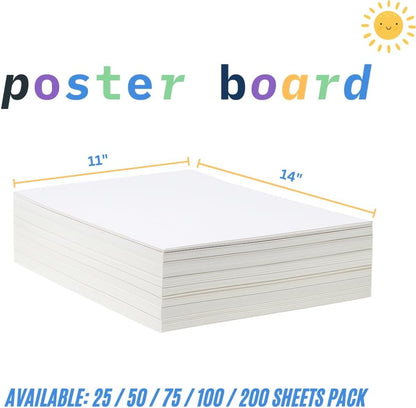 Century Lemon™ 11" x 14" White Poster Board, 100 Sheets Superb Multipurpose Bulk Poster Board for School, Office, and Craft Projects, 256-84-004