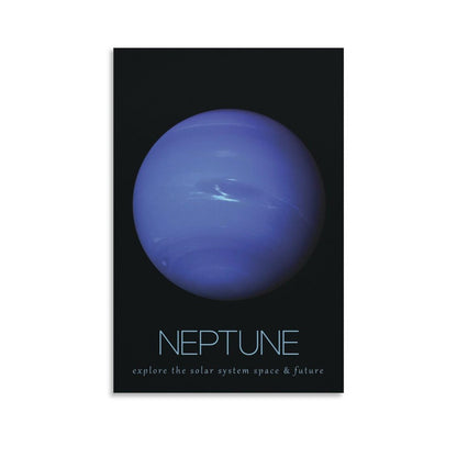 LGDSBHH Minimalist Neptune Solar System Canvas Wall Art - Educational Space Planet Poster - Science Classroom & Kids Bedroom Decor - 12x18 Inch (Unframed)