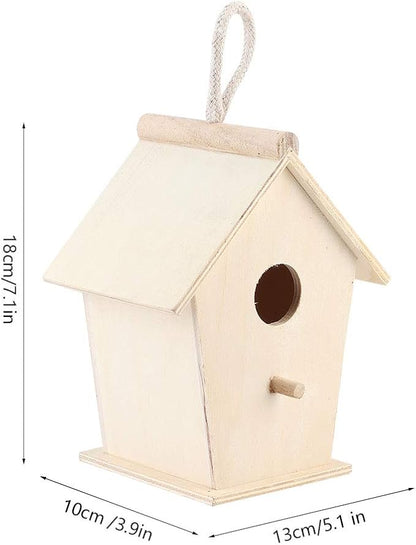 Bird House for Outside,Wooden Bird Houses,Unfinished Hanging Birdhouse,Garden Patio Decorative Nest Box Bird House,for Wrens, Swallows, Finches, Chickadee