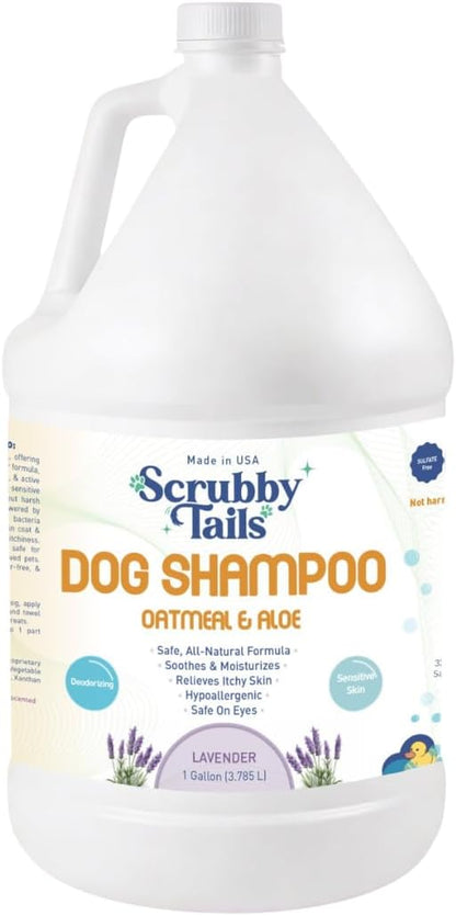 Organic Dog Shampoo - Puppy Oatmeal Shampoo for Itchy Skin Relief - Hypoallergenic for Sensitive Skin, for Groomers & Professionals, Made in USA, 1 Gallon (Lavender)