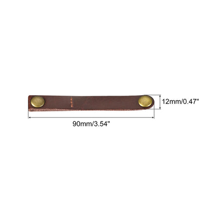 MECCANIXITY Pack of 15 Leather Cable Straps Cord Organizer 90x12mm Portable Cable Leather Clips Brown Earphone Cord Management for Cable, Wire