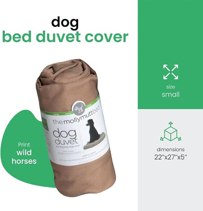 Molly Mutt Small Dog Bed Cover - Wild Horses Print - Measures 22”x27”x5’’ - 100% Cotton - Durable - Breathable - Sustainable - Machine Washable Dog Bed Cover