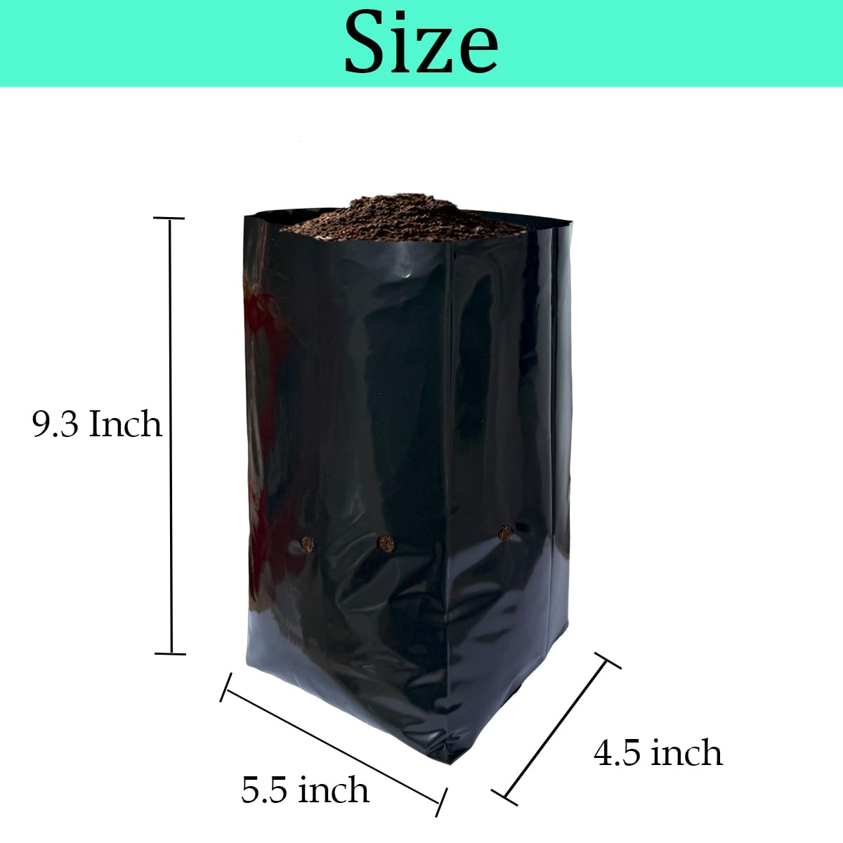 gardtree 100 Pcs Thicken Plastic Plant Nursery Bags 5.5" x 9.3", Grow Bags for Fruit Trees, PE Seedling Pots, Nursing Growing Pouch, Ideal for Flowers, Vegetables, Fruit, Starting Saplings