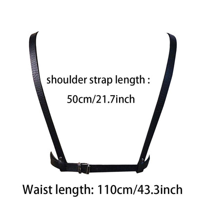 Mens Black Leather Armors Suspenders Shoulder Strap Body Chest Harness Chain Belt Adjustable Gay Punk Clubwear Costume
