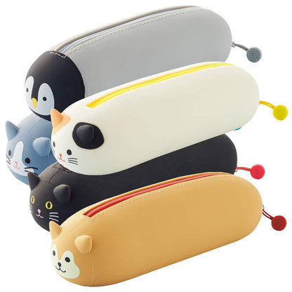 Lihit Lab PuniLabo Zipper Pen Case/Pouch, Horizontal, 2.5" x 7.9", Calico Cat (A7781-7)