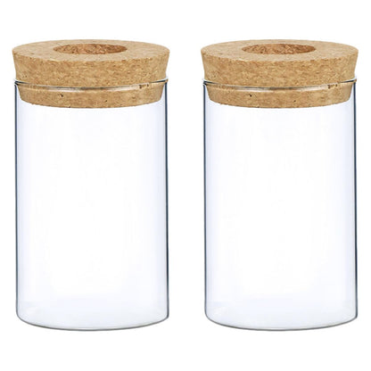 FOMIYES 2pcs Glass Flower Bottle Vase for Hydroponics with Cork Stopper, 6.5cm X 10cm Glass Home Decor Planter for Indoor Plants and Moss Terrarium