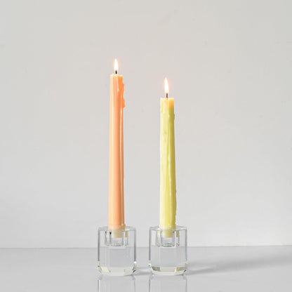 DONOUCLS Crystal Candle Holders Pack of 2, Clear Crystal Tapered Candlesticks Holders, Tabletop Centerpiece Home Decor(2.4in Tall)