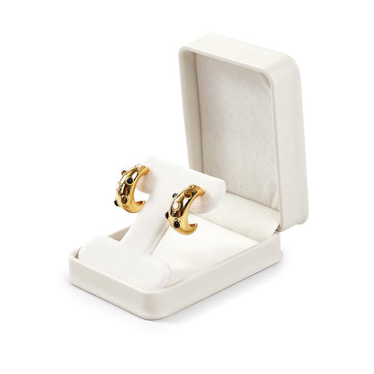Woodten PU Leather Earrings Box Velvet Interior T-style Stud Earrings Gift Box(Beige)