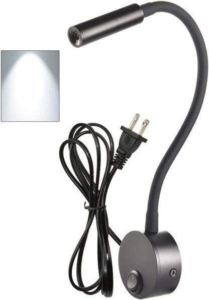 Black Bed Reading Lamps Sconce Wall Mounted Working Focus Light Bedside Headboard Flexible Gooseneck Corded Home Hotel use