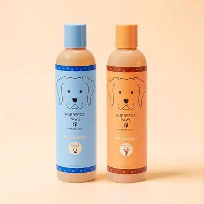 Pet Shampoo for Dogs & Cats – Oatmeal & Vitamin E for Sensitive, Itchy Skin – Gentle, Vegan, Cruelty-Free, Sulfate-Free, Paraben-Free – Sweet Honey Almond Scent – Made in USA by Purrfect Paws