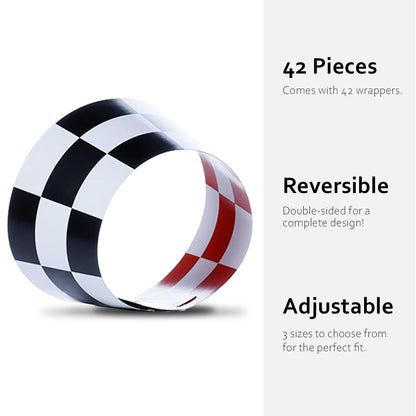 Race-Themed Checkered Cupcake Wrappers, Set of 42 - Red Checkered and Black and White Checker Pattern Cupcake Wrappers for Race Car Party Supplies by Pretty Cute Studios
