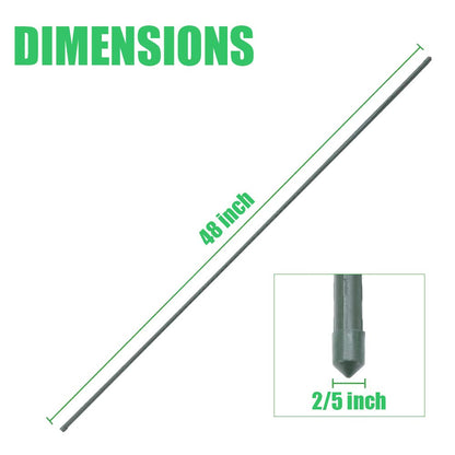 Mininfa Steel Plant Stakes 4 Feet, Plastic Coated Metal Garden Stakes Supports Climbing for Tomatoes, Trees, Beans, 25 Pack