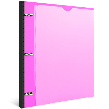 INFUN 1 Inch Telescoping 3 Ring Binder - 1PCS,Flexible Round Binder with Customizable Front Cover and Clear Catalog Pocket, 1 Inch Rings, 225 Sheet Capacity-Pink
