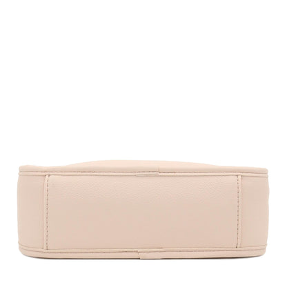 FashionPuzzle Small Minimalist Shoulder Bag for Women, Faux Leather Underarm Purse, Chic Top Handle Handbag for Everyday (Nude)