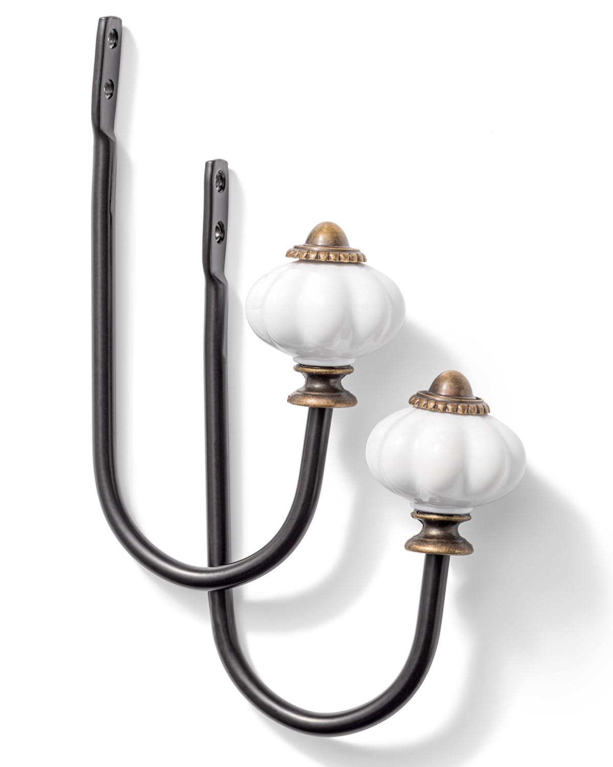 Curtain Holders for Wall - 2pcs, Wall Mounted Drapery Tiebacks with Crown Pumpkin, Heavy Duty Metal Decorative Window Drapery Curtain Holder Curtain Hooks with Screws (Crown Pumpkin)