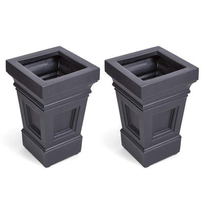 Step2 2-Pack 24" x 15.5" x 15.5" Atherton Square Planter Box and 39" x 24" x 19.5" Atherton Large Planter Box, Black