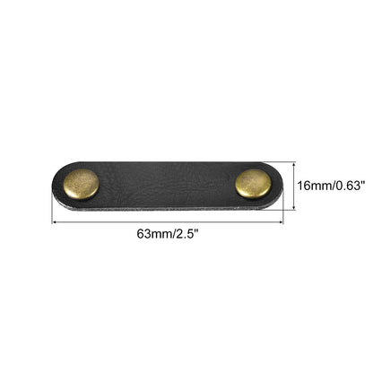 MECCANIXITY Pack of 15 Leather Cable Straps Cord Organizer 63x16mm Portable Cable Leather Clips Black Earphone Cord Management for Cable, Wire