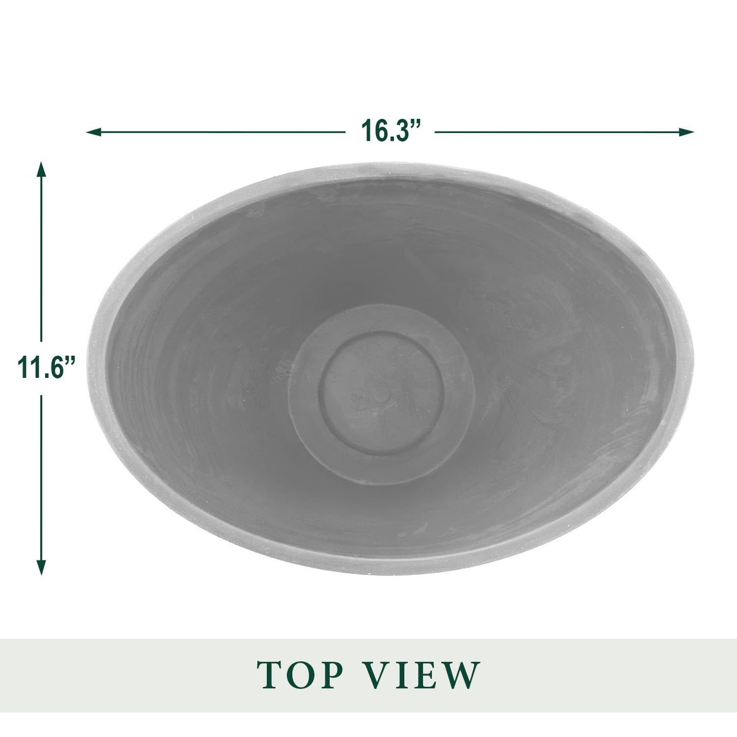 Arcadia Garden Products PSW Pot Collection YB41CT Plastic/Stone/Wood Composite Curved Planter Pot – No Drainage Hole (Drillable), for Indoor and Outdoor Plants and Gardens, 16-inch, Cement Gray