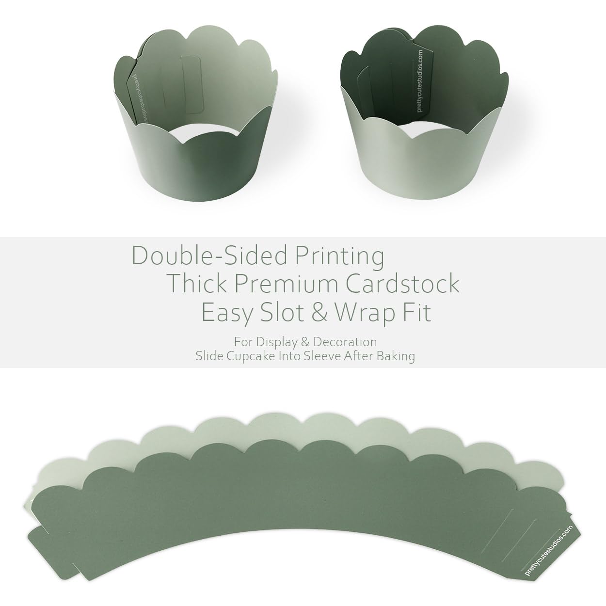 Sage Green Cupcake Wrappers, 36 Count - Dusty Sage Wedding Cupcake Wrappers for Bridal Showers, Baby Showers, and Green Wedding Decorations