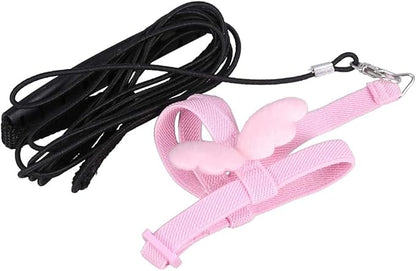 Birds Adjustable Harness and Leash, Parrot Outdoor Flying Training Traction Rope Straps with Cute Wing for Small Animal, Parrots, Pigeons, Bird Flight Vest, Pet Training Leash(Pink,M)