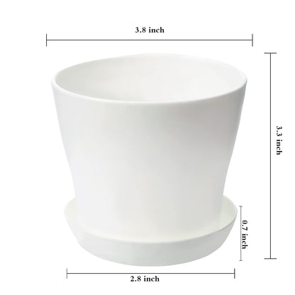 TDHDIKE 10 Pcs Plastic Planters Indoor Flower Plant Pots, Mini Flower Seedlings Nursery Pot/Planter/Flower Pot with Pallet, Modern Decorative Gardening Containers (White25)
