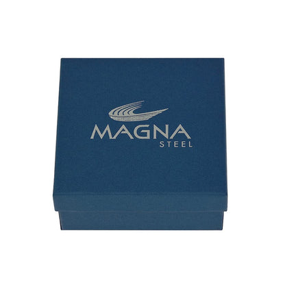 Magna Steel Men's Braided Genuine Leather Cord Bracelet, Blue