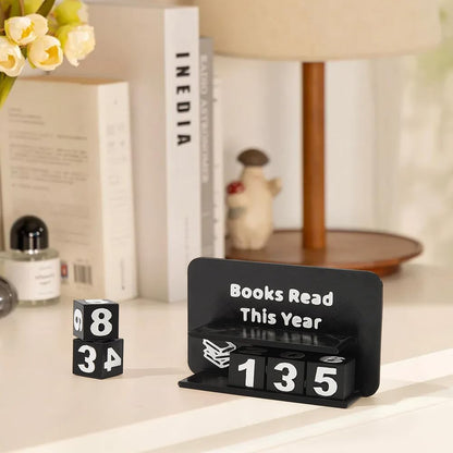 UNICRAFTALE Books Read This Year Counter Plastic 3D Printed Book Tracker for Reading Goal Display Balck Book Counter Sign Bookshelf Decor Reading Challenge Gift for Books Lovers 15.7x5.1x3.1Inch