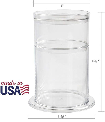 STORi Bella Stackable Clear Plastic Hair Accessory Organizer Set | Round Headband and Hairbrush Holder Stacks on The Storage Containers with Tray Lid | Made in USA