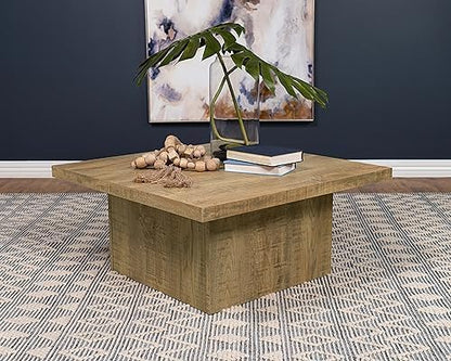 Coaster Home Furnishings Zetta Square Cocktail Living Room Coffee Table Engineered Eco-Friendly Wood Look Laminate Veneer Rustic Farmhouse Mango Brown 708068