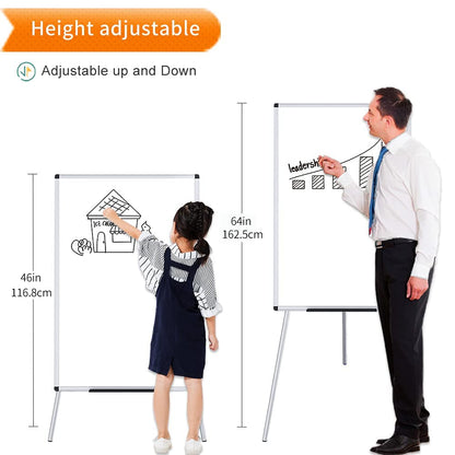 VIZ-PRO Whiteboard Easel, 36 x 24 Inches, Portable Dry Erase Board Height Adjustable With Flipchart Pad