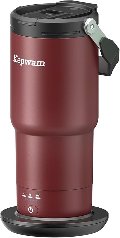 Kepwam Self-Heating Travel Mug 20oz, Temperature-Controlled Coffee Warmer Mug, Smart Travel Mugs Keep Coffee Drinks Hot, Heated Cup Great for Driver Outdoor Fits Car Cup Holders