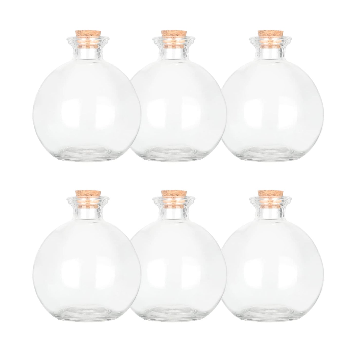 Magic Season Decorative Glass Bottles with Cork Stoppers - 260 ml Potion Bottles (6 Pcs)