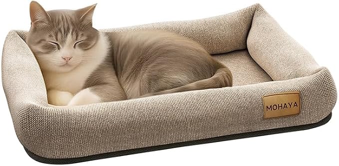MOHAYA Jute Pet Bed-L, 2-in-1 Small Dog Bed & Scratch Pad – Breathable Jute & Cotton Dual-Layer Design, Eco-Friendly Lounger with Cooling Comfort for Summer – Washable, Durable, Non-Slip Base