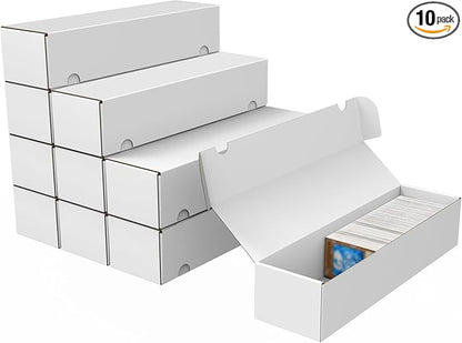 Trading Card Storage Box, 10-Pack 1100 Count White Corrugated Cardboard Bulk Sports Storage Box for TCG/Magic/Mtg Basketball Cards, Collectible Trading Cards